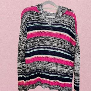 Hoodie Size XL Oversized, relaxed multicolor striped cotton blend hoodie SPRING